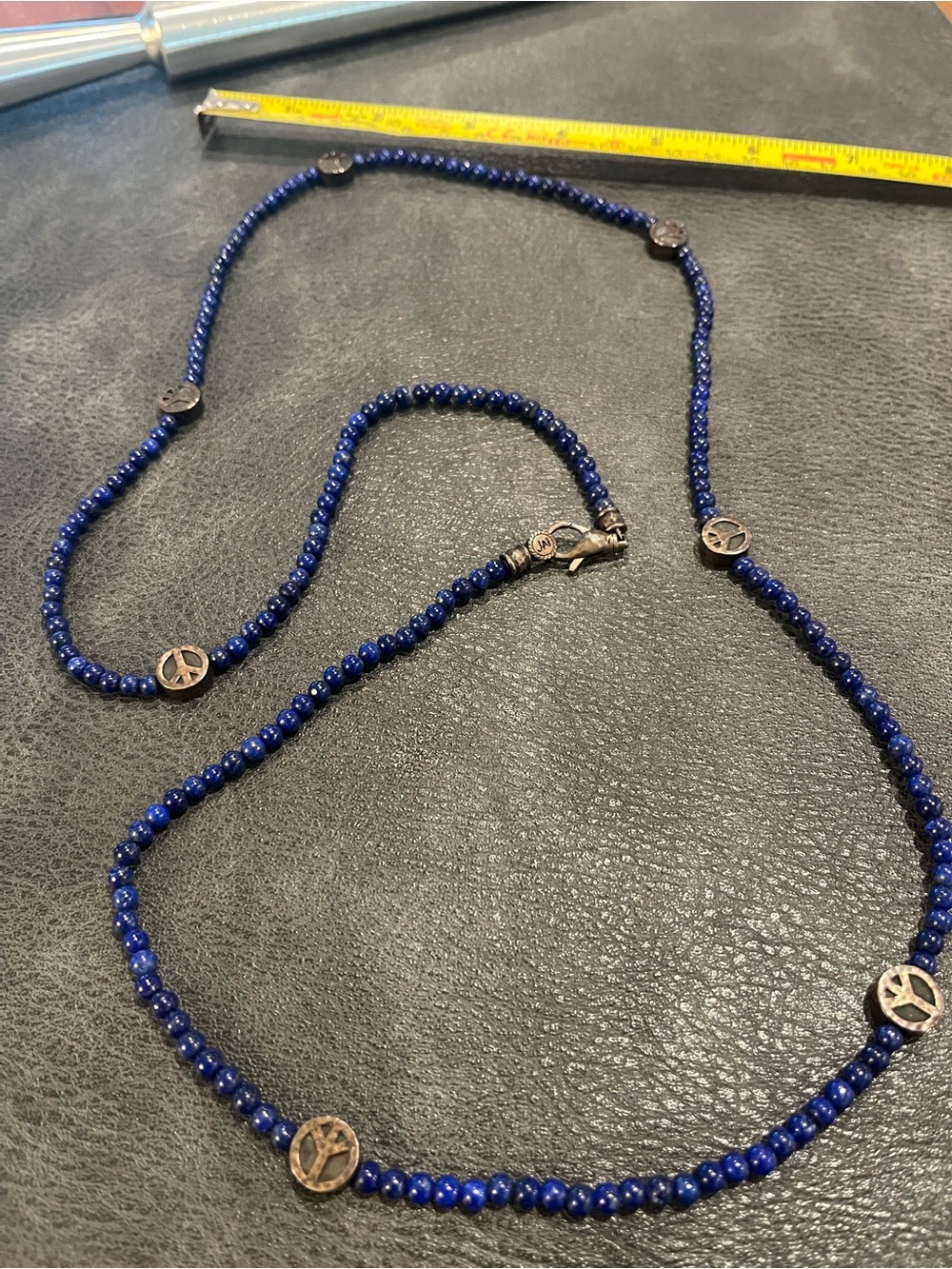 John Hardy Jai Lapis Lazuli Sterling Silver Peace Sign Necklace